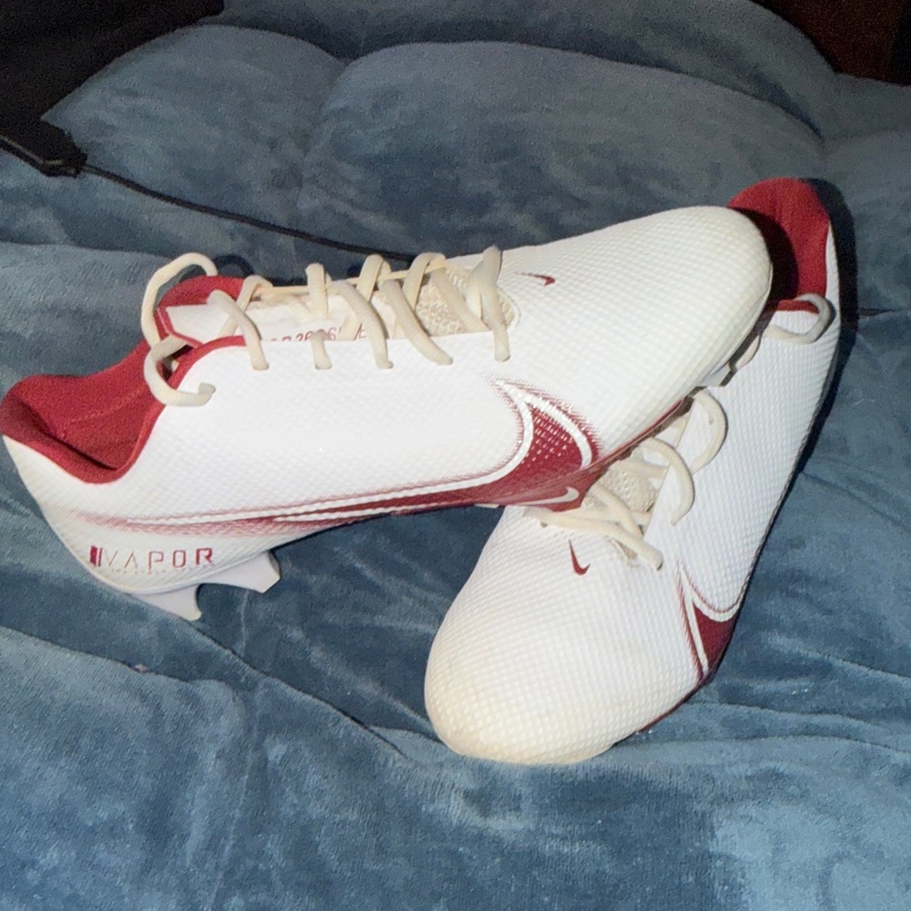 Nike Vapor White and Red Football Cleats